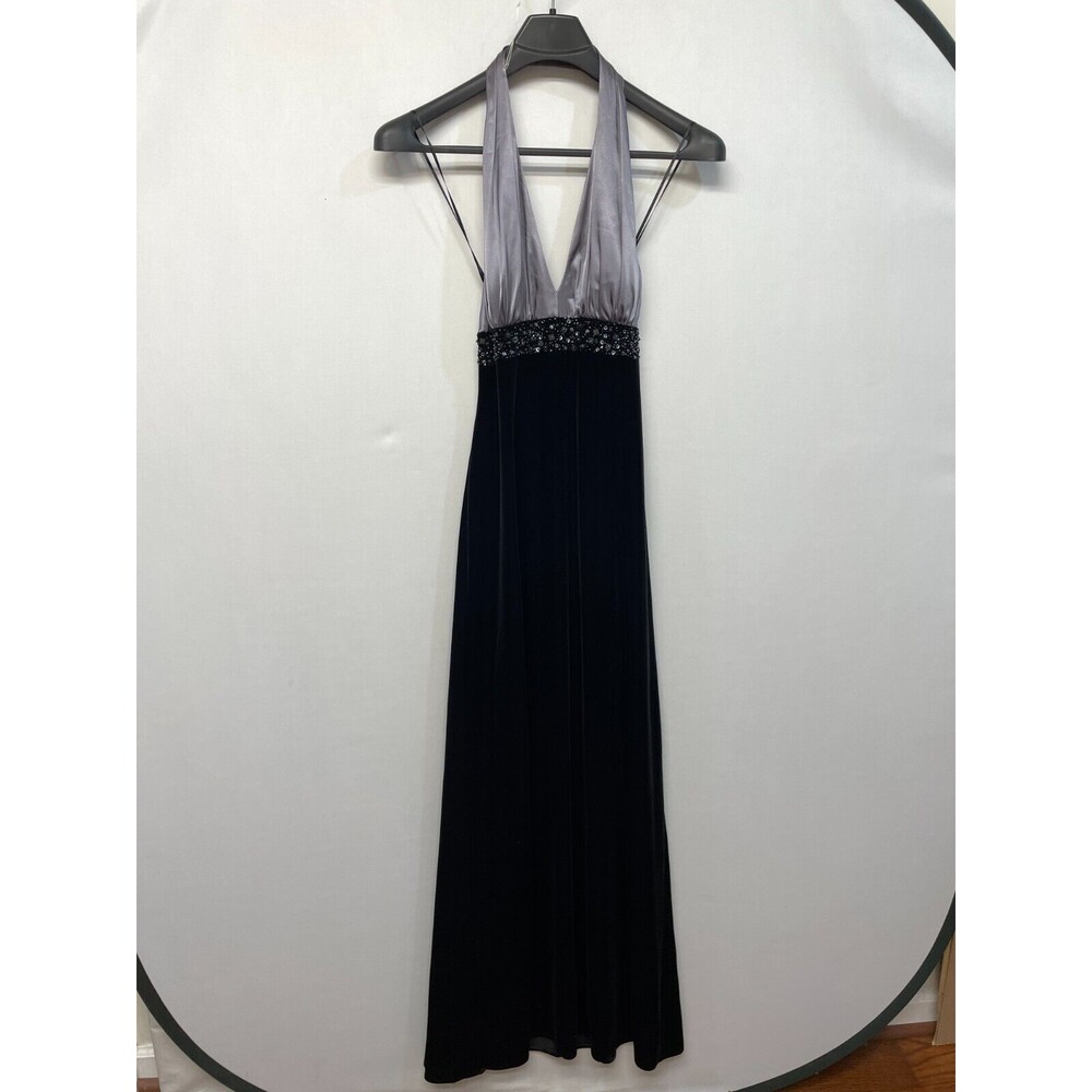 JS Boutique Women Evening Gown Long Maxi Dress Size US 8 UK 10 Velvet M287 -21